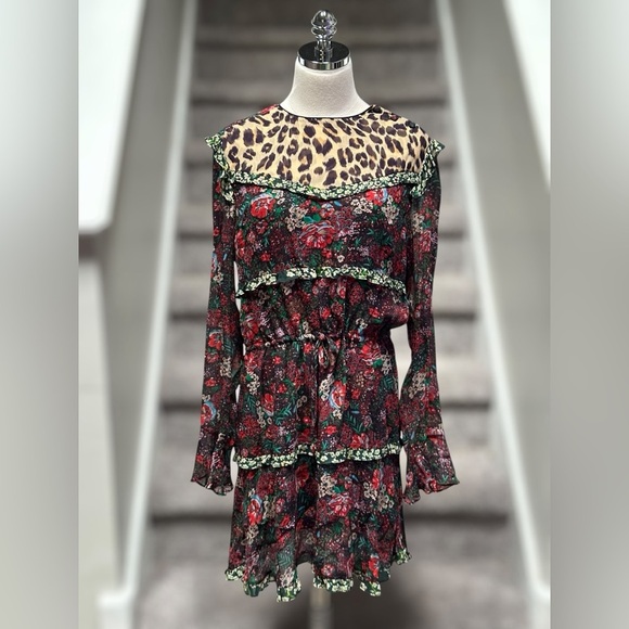 Scotch & Soda Dresses & Skirts - Anthropologie Scotch & Soda Leopard & Lillies Floral Long Sleeve Mini Dress Chic